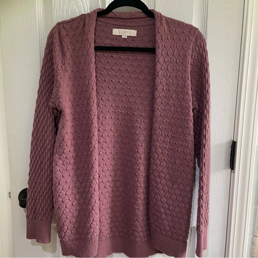 Ann Taylor LOFT Textured Purple Cardigan